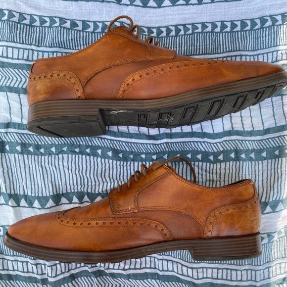 Cole Haan Men\'s Brown Wingtip Leather Oxford Dress Shoes Size